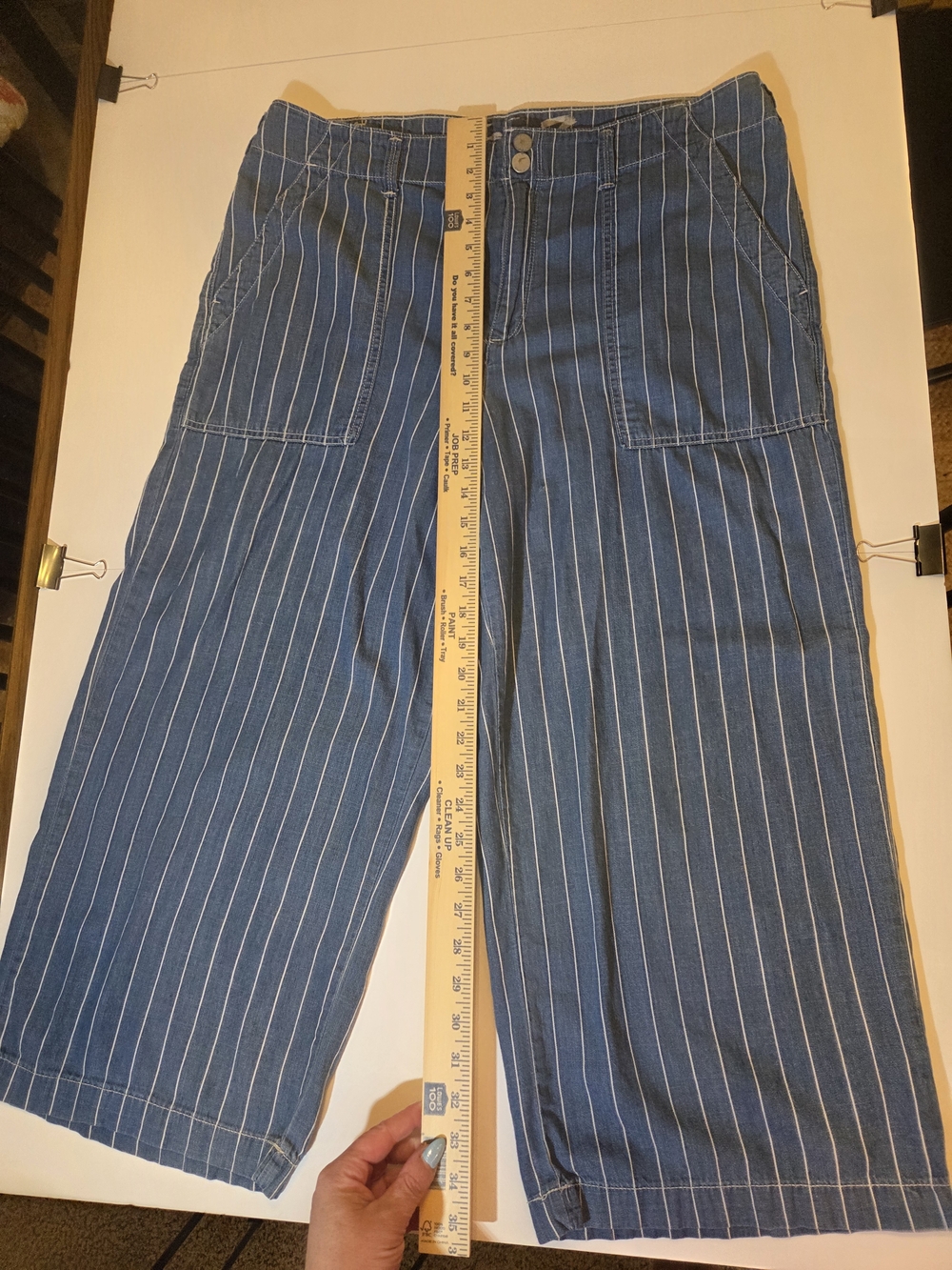 Seven7 Blue and White Pinstripe Wide-Leg Pants - Picture 6 of 11